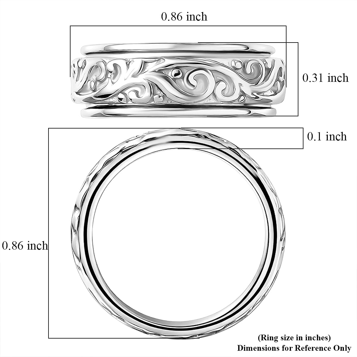 D'Joy Band Ring in Sterling Silver (Size 6.0) 5.36 Grams