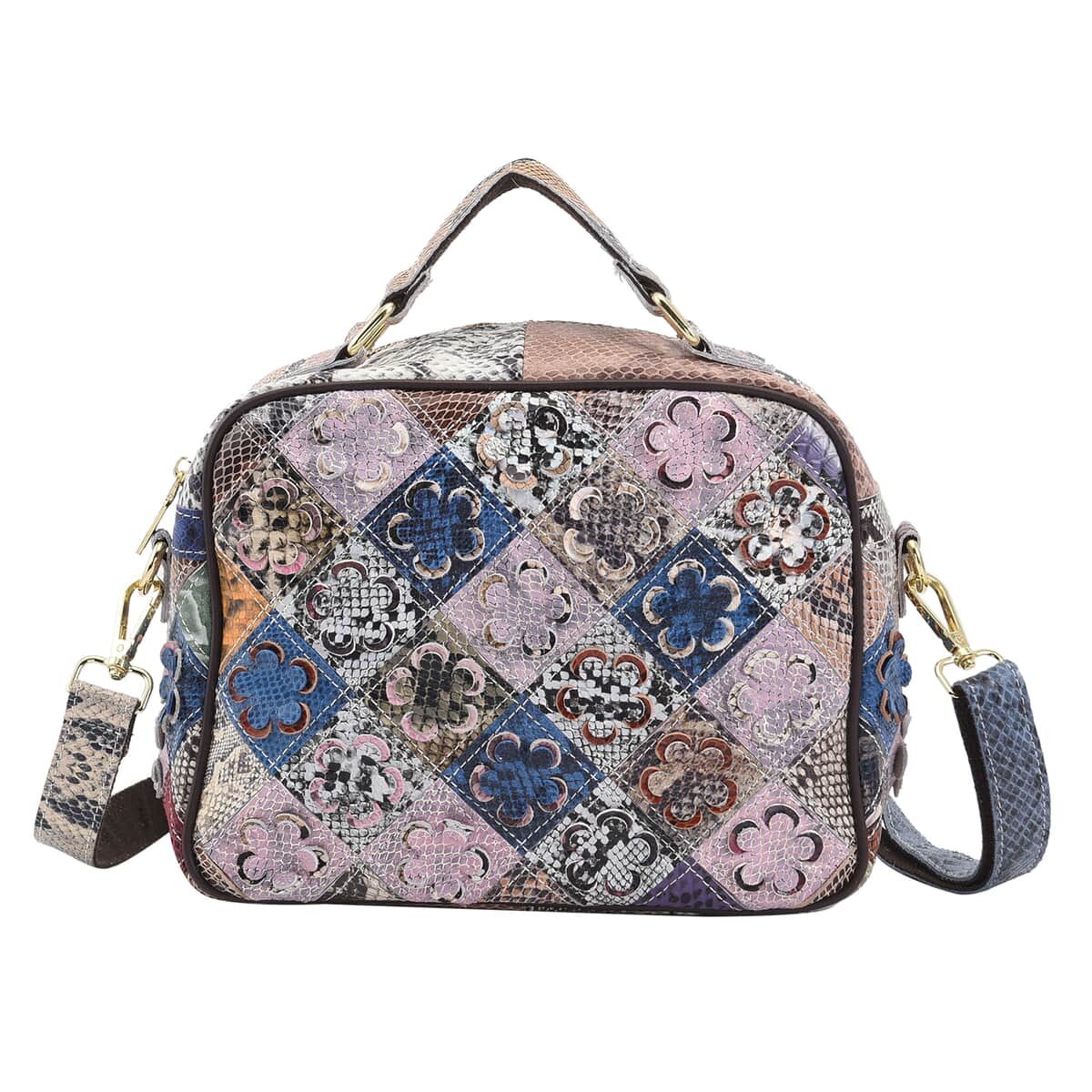 CHAOS By Elsie Rainbow Color Leopard and Snake Print Genuine Leather Crossbody Bag with Shoulder Strap image number 0
