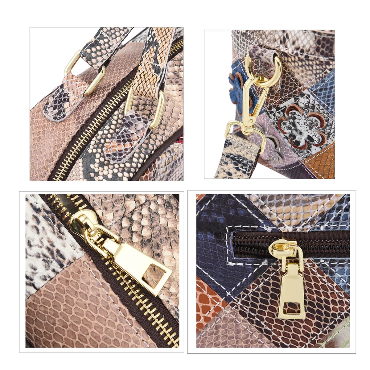 CHAOS By Elsie Rainbow Color Leopard and Snake Print Genuine Leather Crossbody Bag with Shoulder Strap image number 4