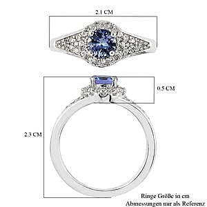 Tanzanite and Multi Gemstone 0.92 ctw Fancy Ring in Platinum Over Sterling Silver (Size 9)