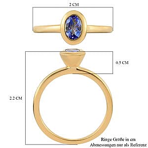 Tanzanite 0.45 ctw Fancy Ring in 14K Yellow Gold Over Sterling Silver (Size 5.5)