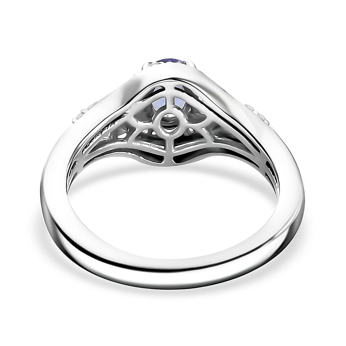 Tanzanite and White Zircon 1.20 ctw Ring in Platinum Over Sterling Silver (Size 11.5)
