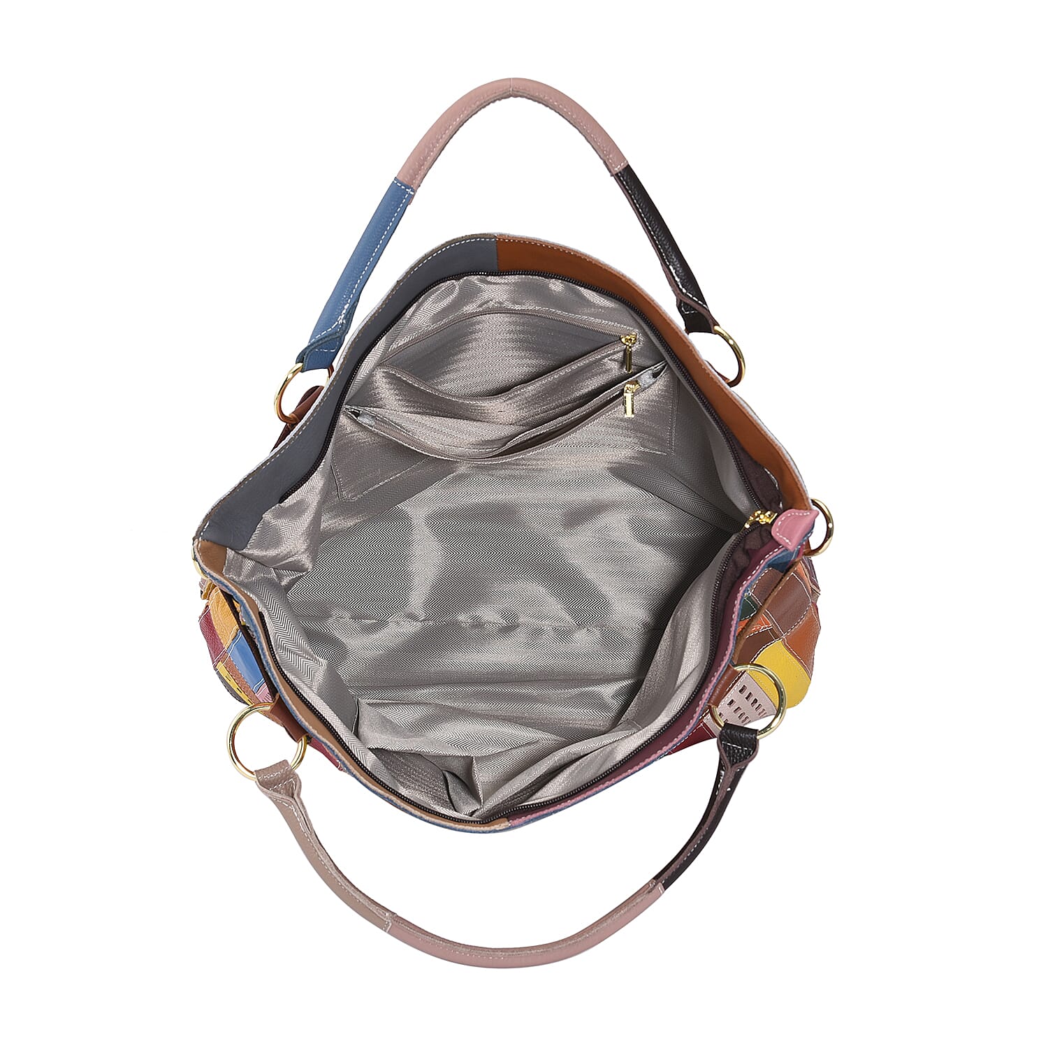 CHAOS BY ELSIE Rainbow Color Genuine Leather Tote Bag with Handle Drop and Detachable Shoulder Strap