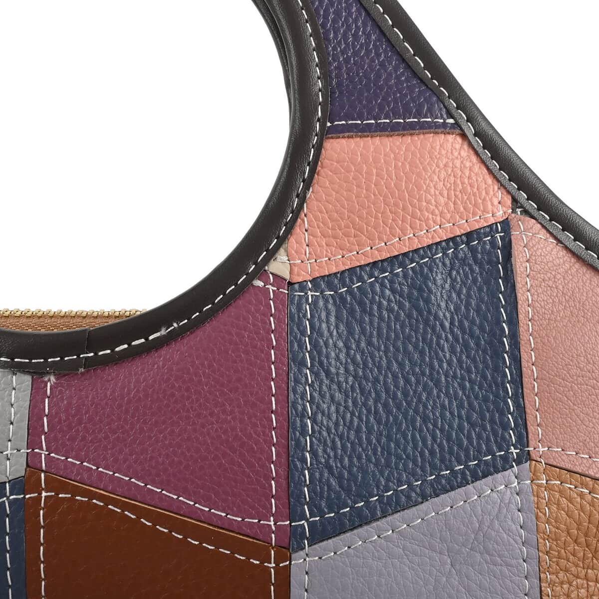 Chaos By Elsie Rainbow Solid Color Genuine Leather Convertible Tote Bag with Long Shoulder Strap image number 4