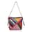 Chaos By Elsie Rainbow Color Block Pattern Genuine Leather Hobo Bag with Handle Drop and Shoulder Strap