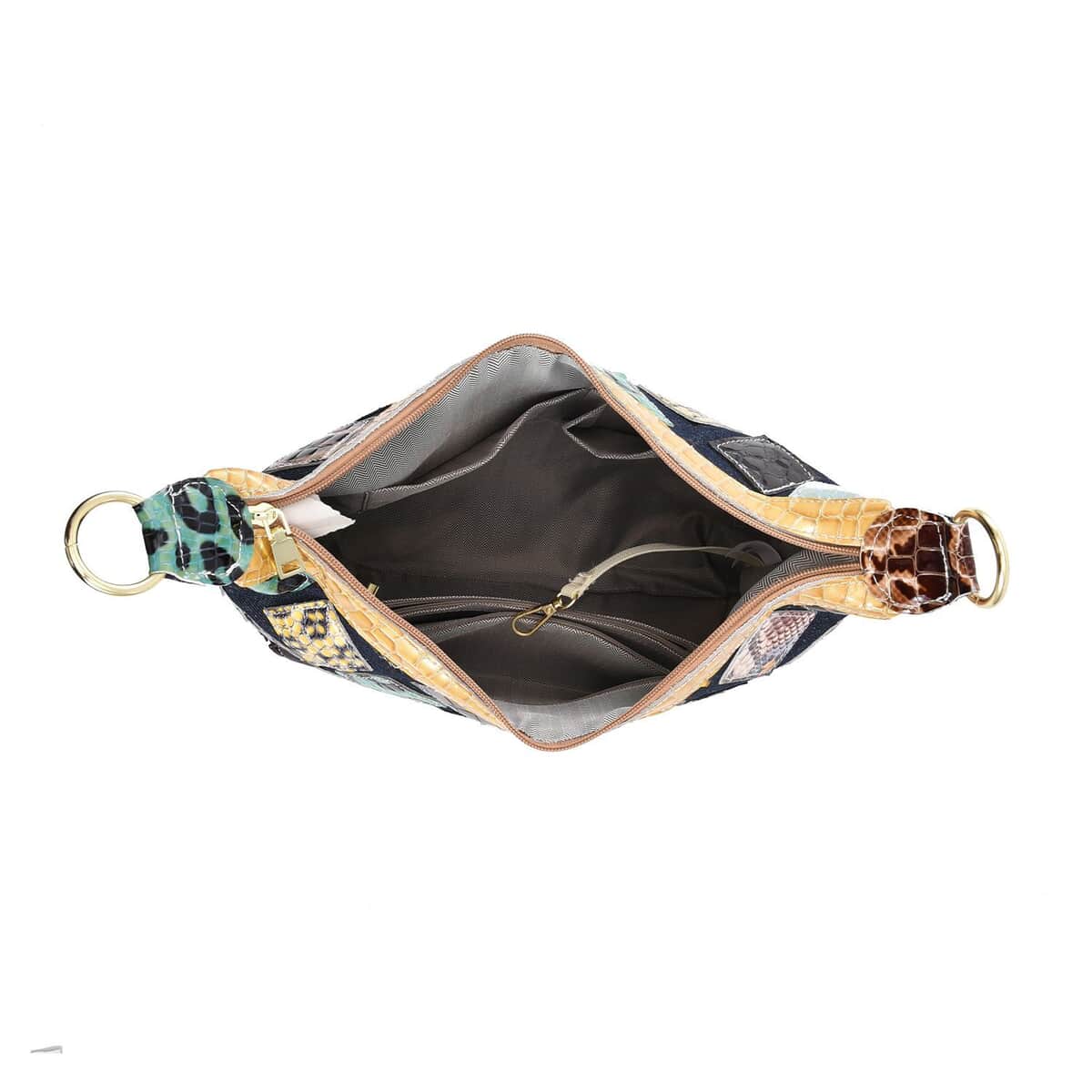 CHAOS By Elsie Croco Diamond Pattern Genuine Leather Hobo Bag with Handle Drop and Shoulder Strap image number 5