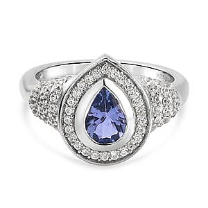 Tanzanite and Multi Gemstone 1.43 ctw Fancy Ring in Platinum Over Sterling Silver (Size 8)