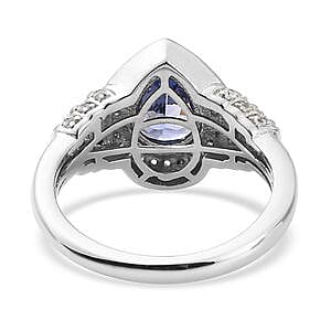 Tanzanite and Multi Gemstone 1.43 ctw Fancy Ring in Platinum Over Sterling Silver (Size 8)