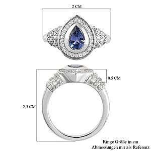 Tanzanite and Multi Gemstone 1.43 ctw Fancy Ring in Platinum Over Sterling Silver (Size 8)