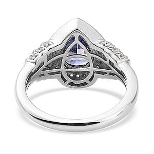 Tanzanite and Multi Gemstone 1.43 ctw Fancy Ring in Platinum Over Sterling Silver (Size 10)