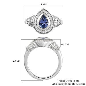 Tanzanite and Multi Gemstone 1.43 ctw Fancy Ring in Platinum Over Sterling Silver (Size 10)