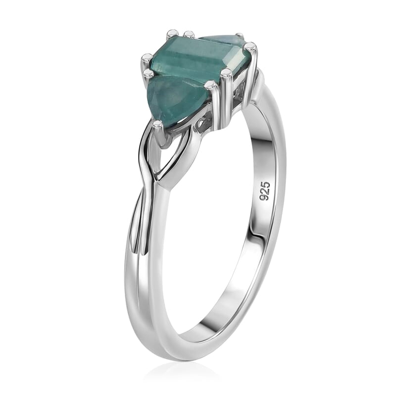 Grandidierite 0.90 ctw Ring in Platinum Over Sterling Silver (Size 10.0)