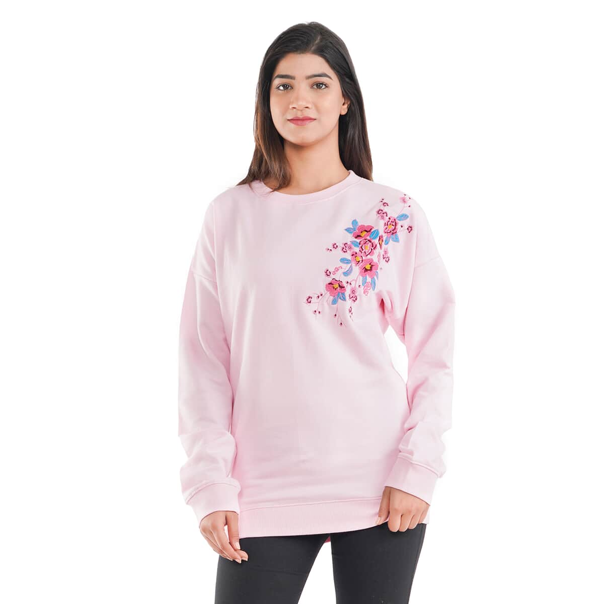 Tamsy Pink 100% Cotton Fleece Knit Sweatshirt - 2X image number 2