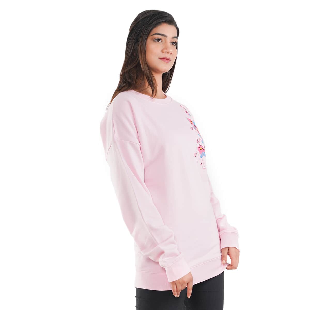 Tamsy Pink 100% Cotton Fleece Knit Sweatshirt - 2X image number 3