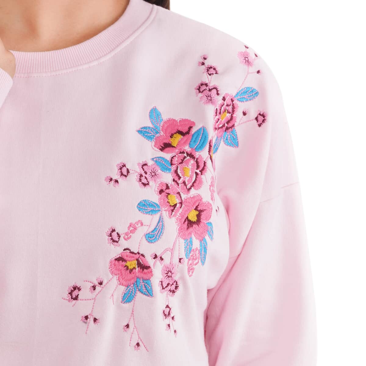 Tamsy Pink 100% Cotton Fleece Knit Sweatshirt - 2X image number 4