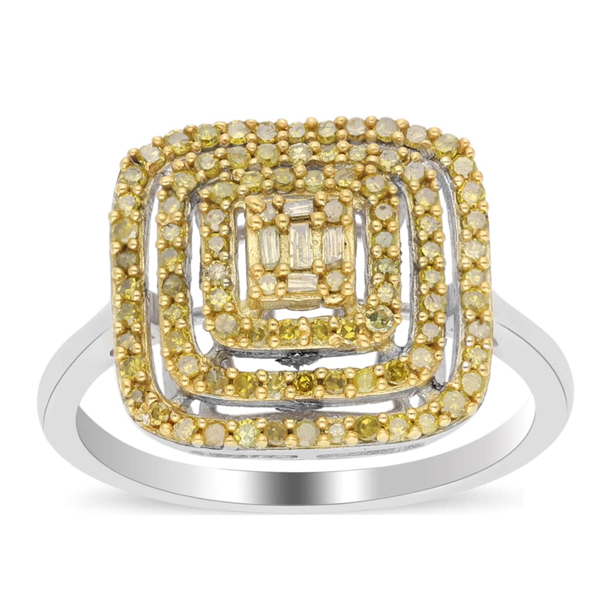 Yellow Diamond Ring in Rhodium and Platinum Over Sterling Silver (Size 7.0) 0.50 ctw image number 0