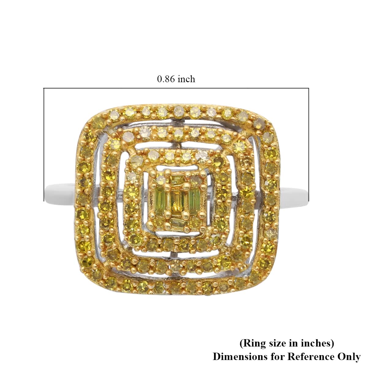 Yellow Diamond Ring in Rhodium and Platinum Over Sterling Silver (Size 7.0) 0.50 ctw image number 5