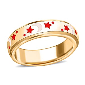 925 Sterling Silver Fidget Ring Spinner Ring Moon Star Anxiety Ring for Women Vermeil Yellow Gold Jewelry Birthday Gifts (Size 6.00)