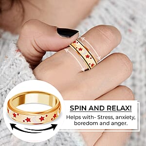 925 Sterling Silver Fidget Ring Spinner Ring Moon Star Anxiety Ring for Women Vermeil Yellow Gold Jewelry Birthday Gifts (Size 6.00)