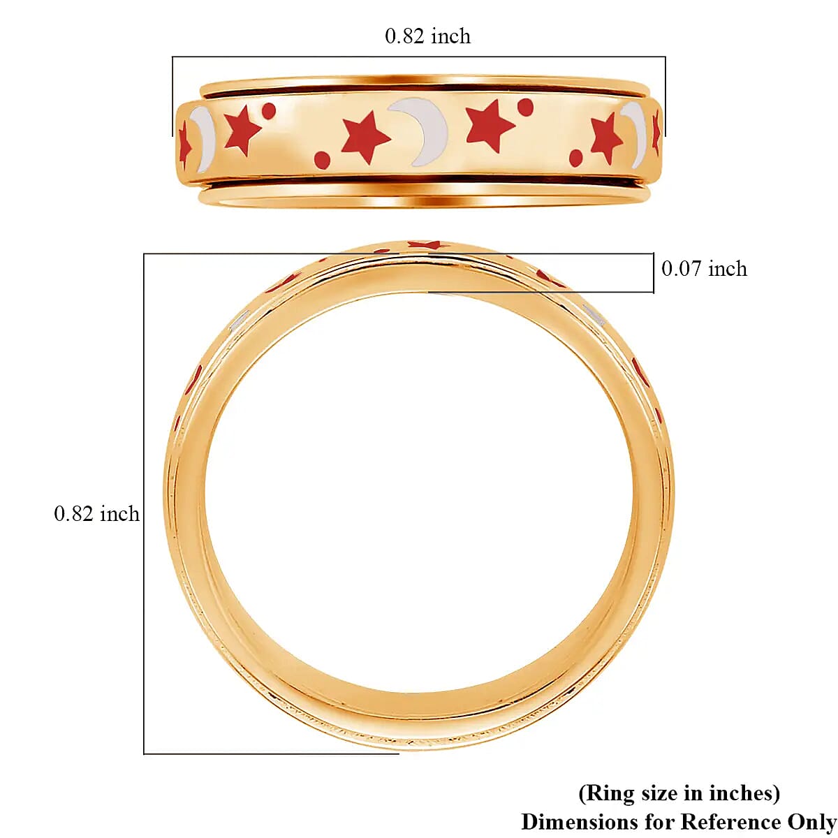 925 Sterling Silver Fidget Ring Spinner Ring Moon Star Anxiety Ring for Women Vermeil Yellow Gold Jewelry Birthday Gifts (Size 6.00) image number 6