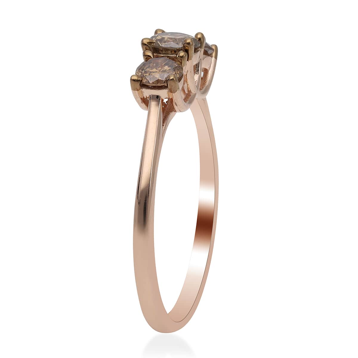 Luxoro 10K Rose Gold Natural Champagne Diamond Ring (Size 6.0) 1.00 ctw image number 3