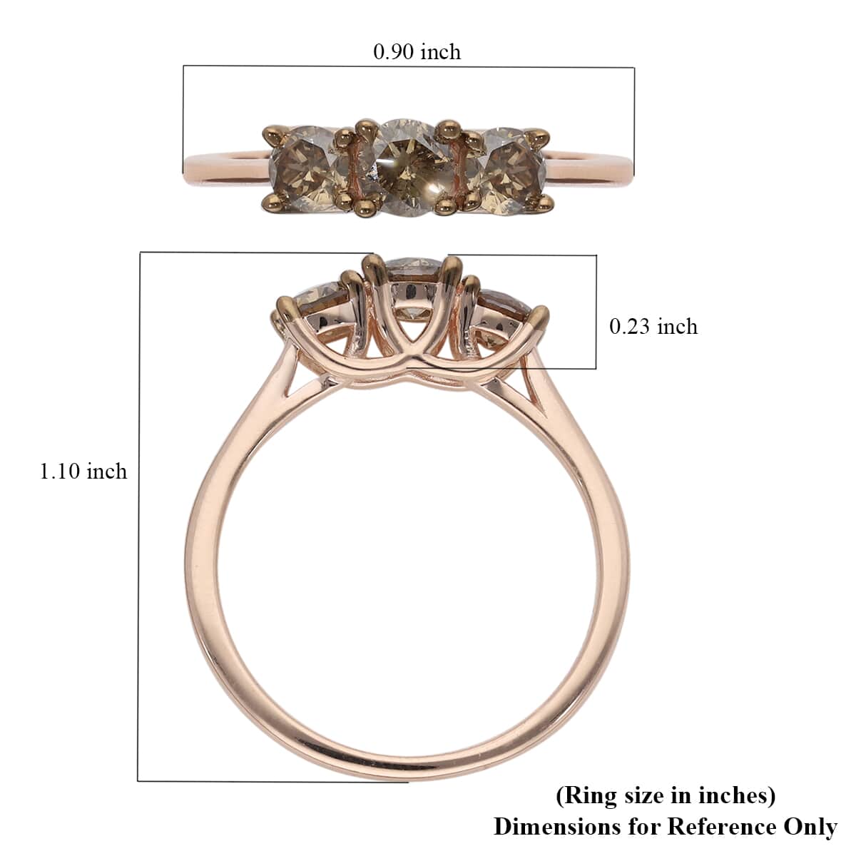 Luxoro 10K Rose Gold Natural Champagne Diamond Ring (Size 6.0) 1.00 ctw image number 5