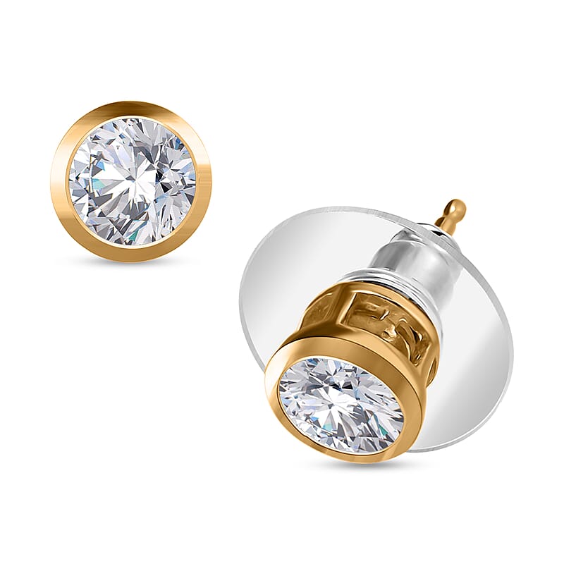 Moissanite Solitaire Stud Earrings in 14K Yellow Gold Over Sterling Silver 1.15 ctw