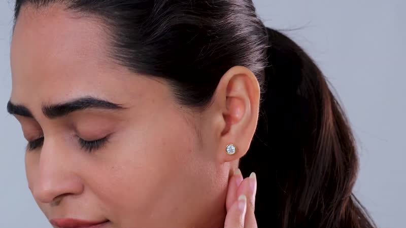 Moissanite (Rnd 5.5mm) Solitaire Stud Earrings in 14K YG Over Sterling Silver 1.15 ctw