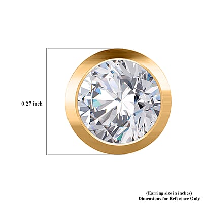 Moissanite Solitaire Stud Earrings in 14K Yellow Gold Over Sterling Silver 1.15 ctw