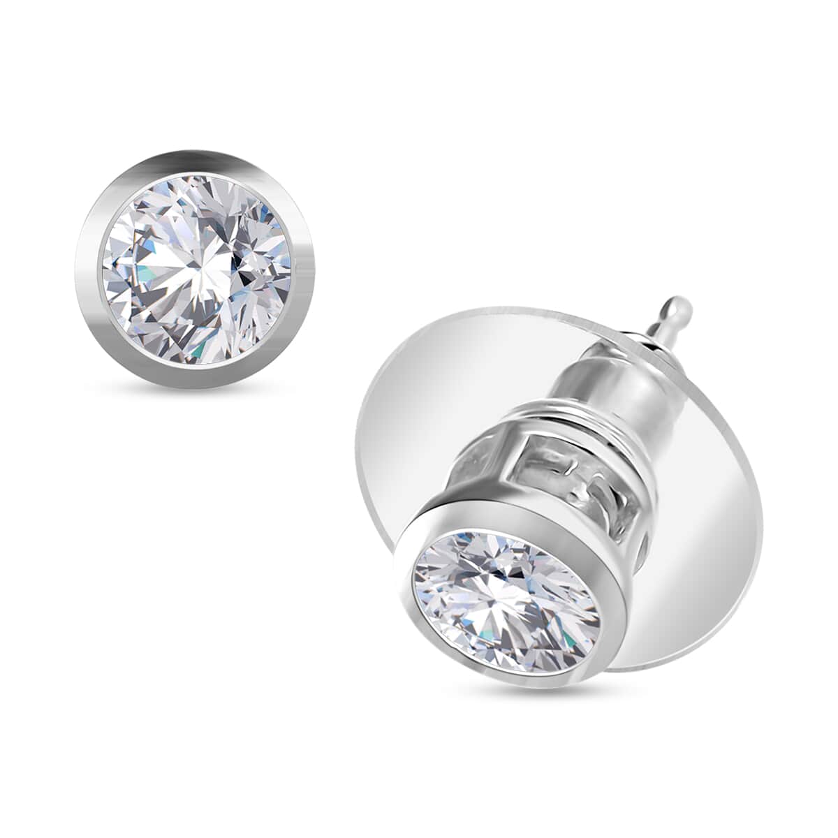 Moissanite Solitaire Stud Earring in Platinum Over Sterling Silver 1.15 ctw image number 0