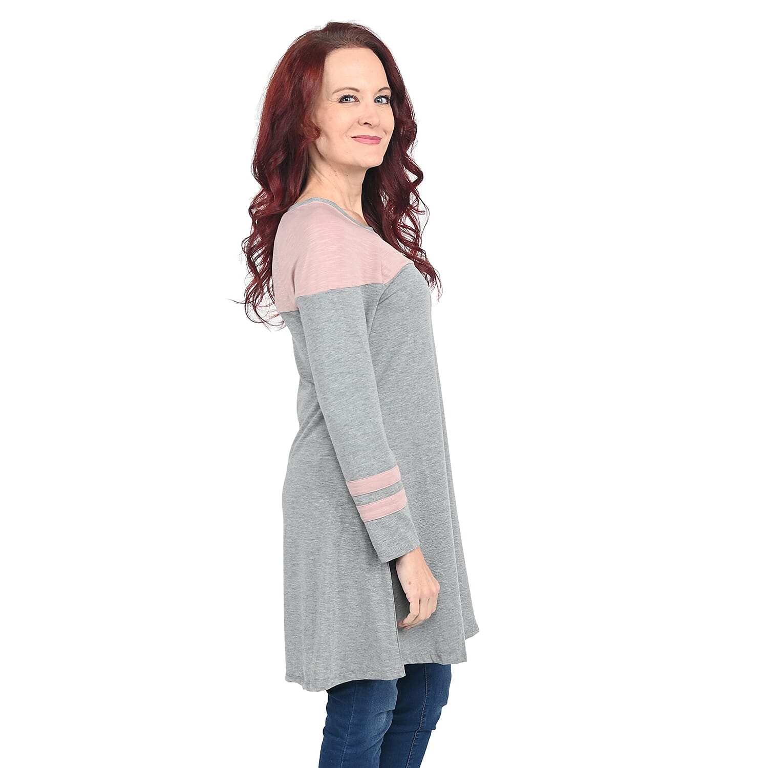 Thyme & Honey Gray Tunic with Pink Detail - Large