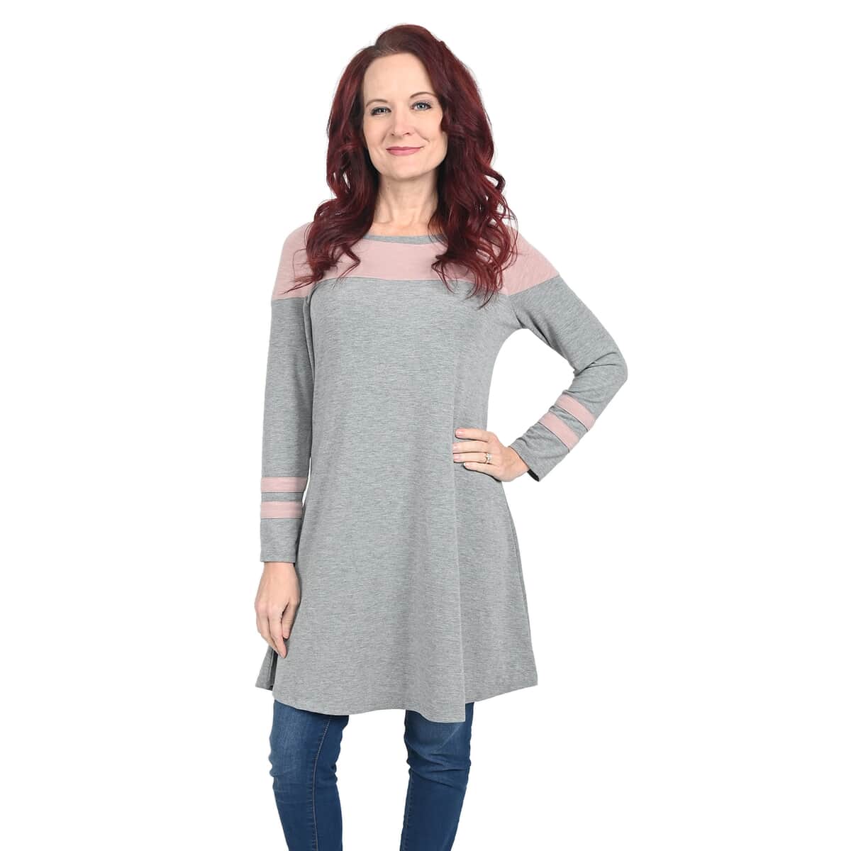 Thyme & Honey Gray Tunic with Pink Detail - Medium image number 0