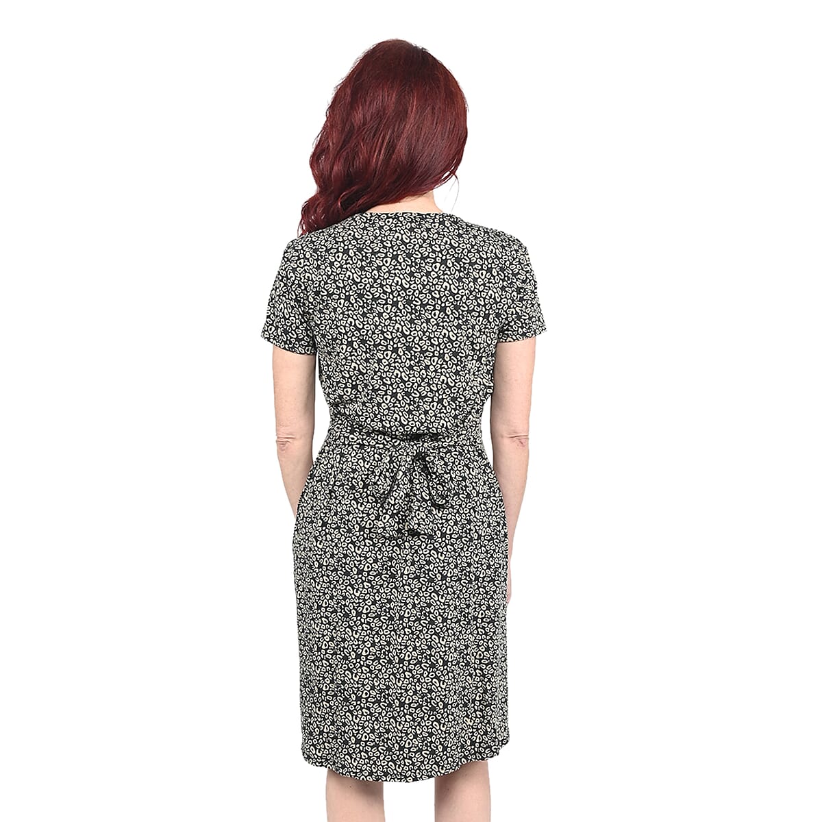 THYME & HONEY Black and Camel Color Animal Print Dress - XL image number 1