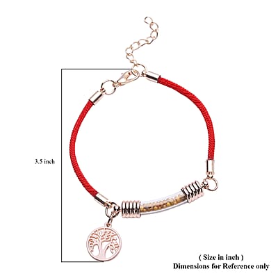 Tree of Life Milan Rope Bracelet with Glass Tube in Rosetone and ION Plated Rose Gold Stainless Steel (7.50 In)