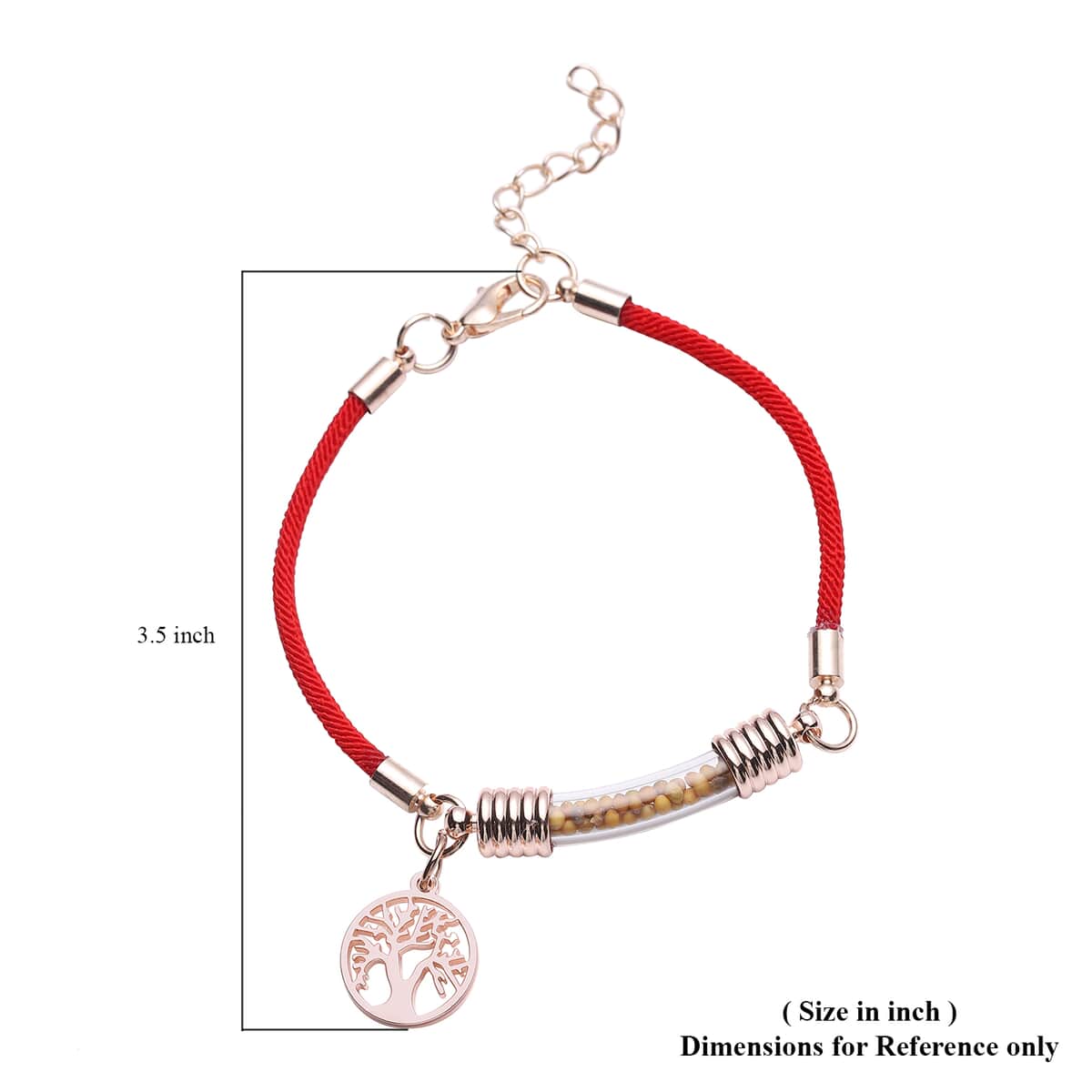 Tree of Life Milan Rope Bracelet with Glass Tube in Rosetone and ION Plated Rose Gold Stainless Steel (7.50 In) image number 5
