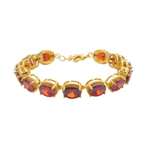 Simulated Red Diamond Link Bracelet in Goldtone (7.0-8.0In) 5.10 ctw