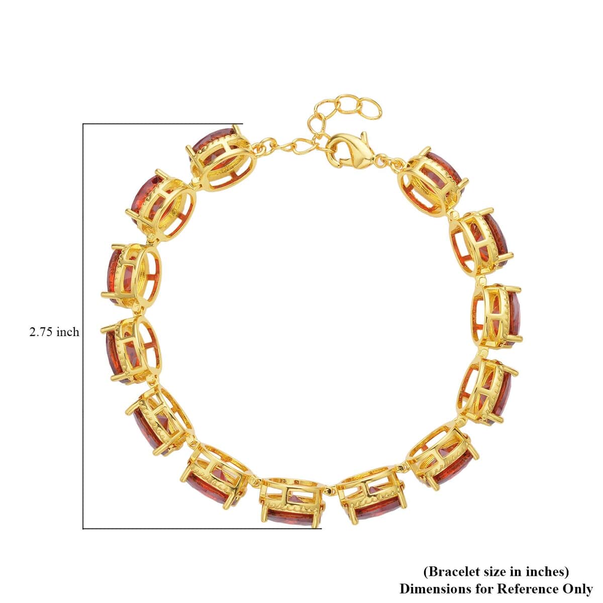 Simulated Red Diamond Link Bracelet in Goldtone (7.0-8.0In) 5.10 ctw image number 3