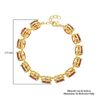 Simulated Red Diamond Link Bracelet in Goldtone (7.0-8.0In)