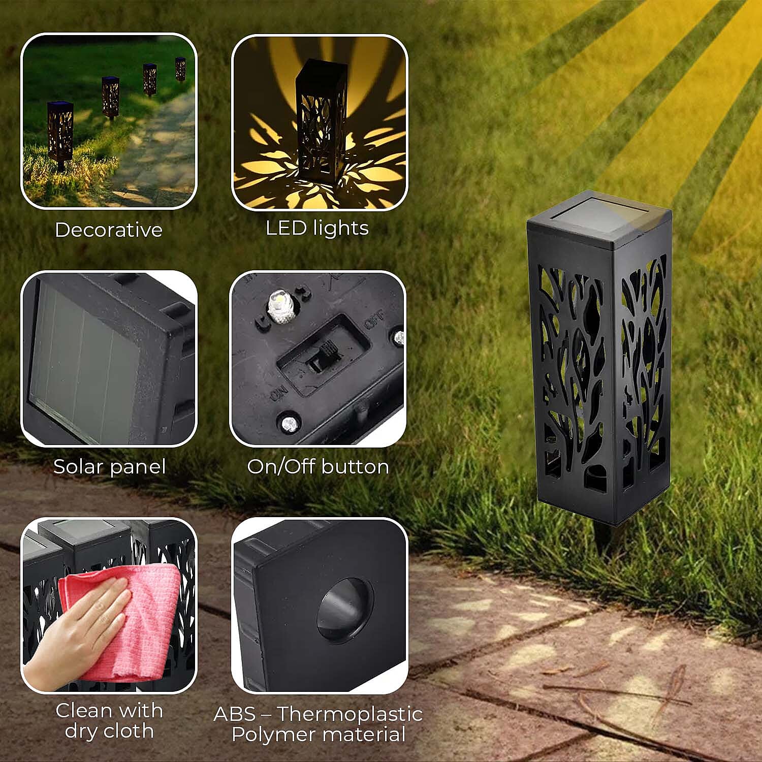 Set of 6pcs Black Garden LED Light