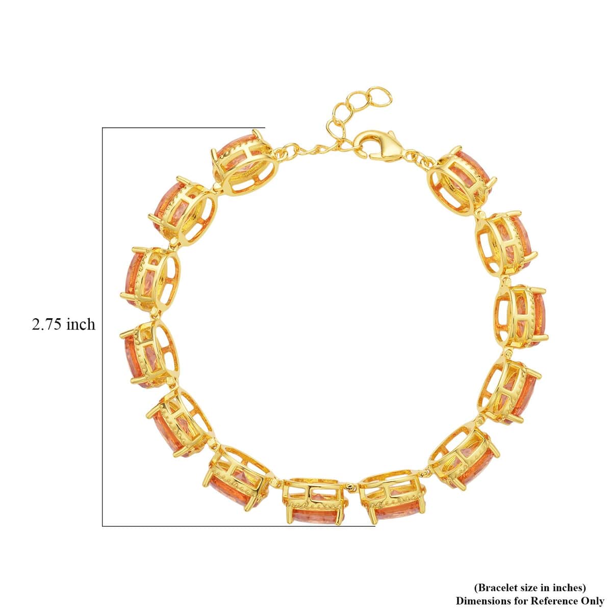 Simulated Champagne Diamond Link Bracelet in Goldtone (7.0-8.0In) image number 3