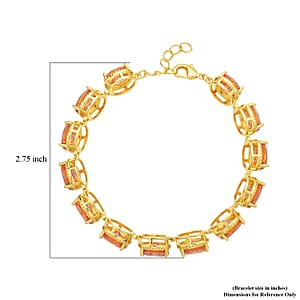 Simulated Champagne Diamond Link Bracelet in Goldtone (7.0-8.0In)