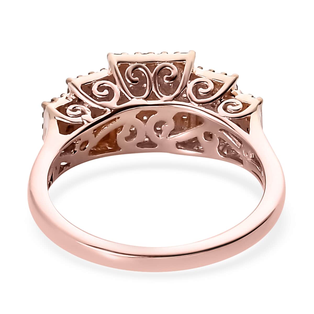 Natural Champagne Diamond Cluster Ring in Vermeil Rose Gold Over Sterling Silver 0.75 ctw image number 4