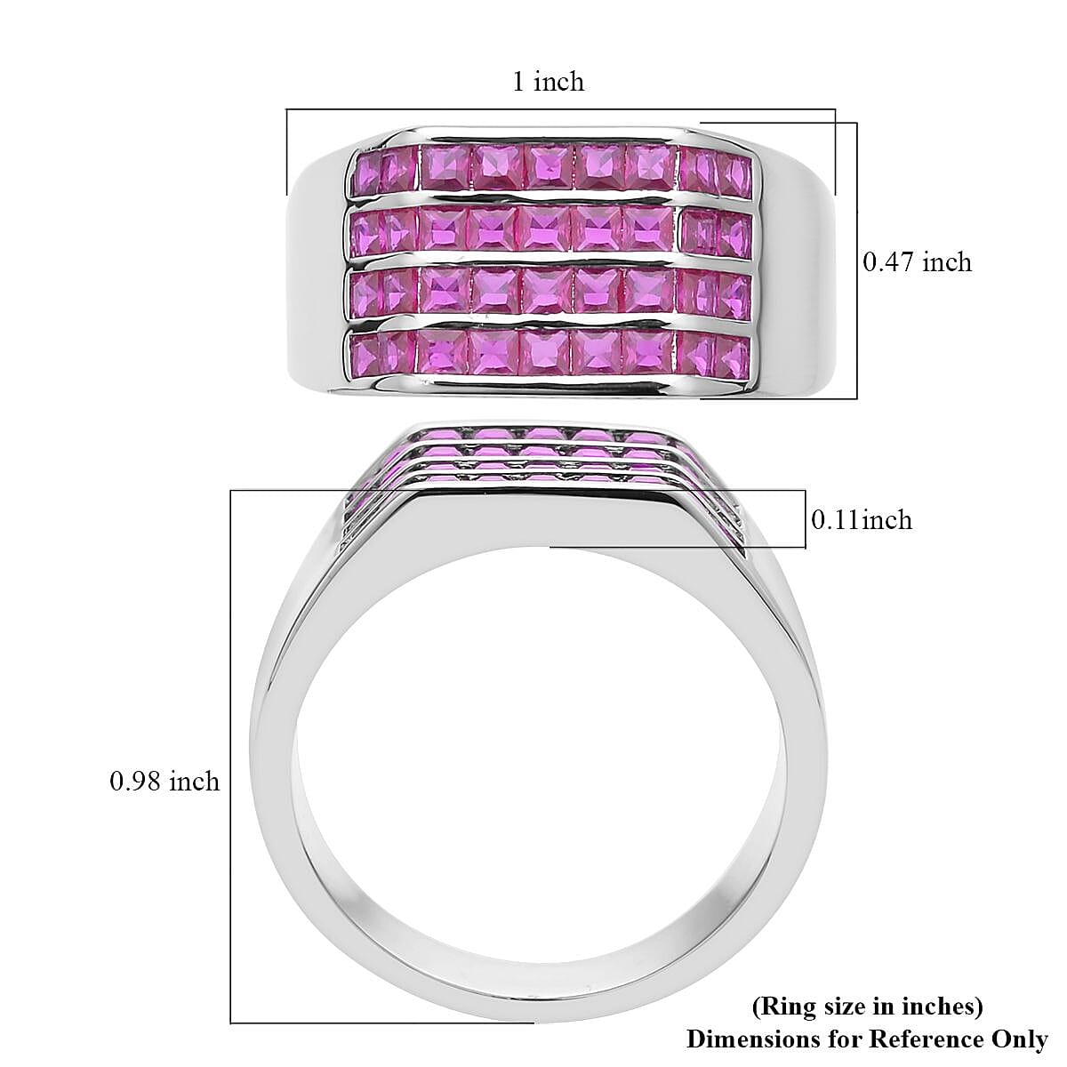 Simulated Ruby Color Diamond Men's Ring in Silvertone (Size 12.0) 2.50 ctw image number 5