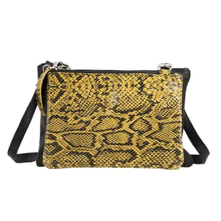 Shop LC Genuine Leather Snake Foil Pattern Crossbody Bag