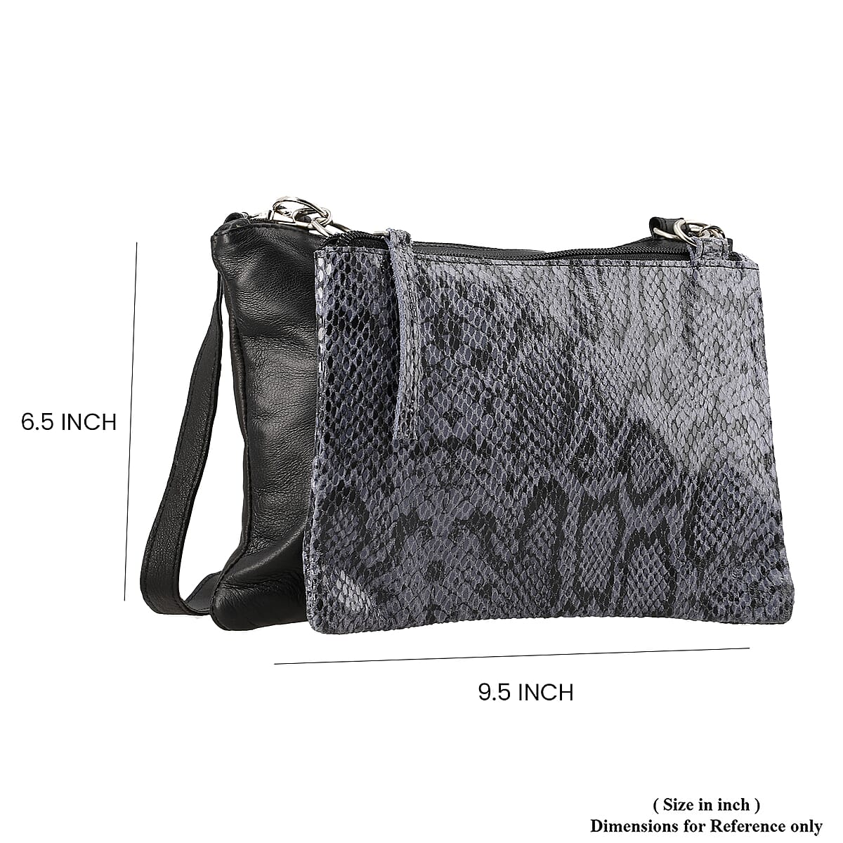 Gray Genuine Leather Snake Foil Pattern Crossbody Bag image number 4