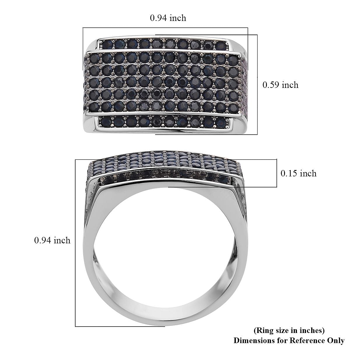 Simulated Black Diamond Men's Ring in Rhodium & Silvertone (Size 10.0) 3.00 ctw image number 5