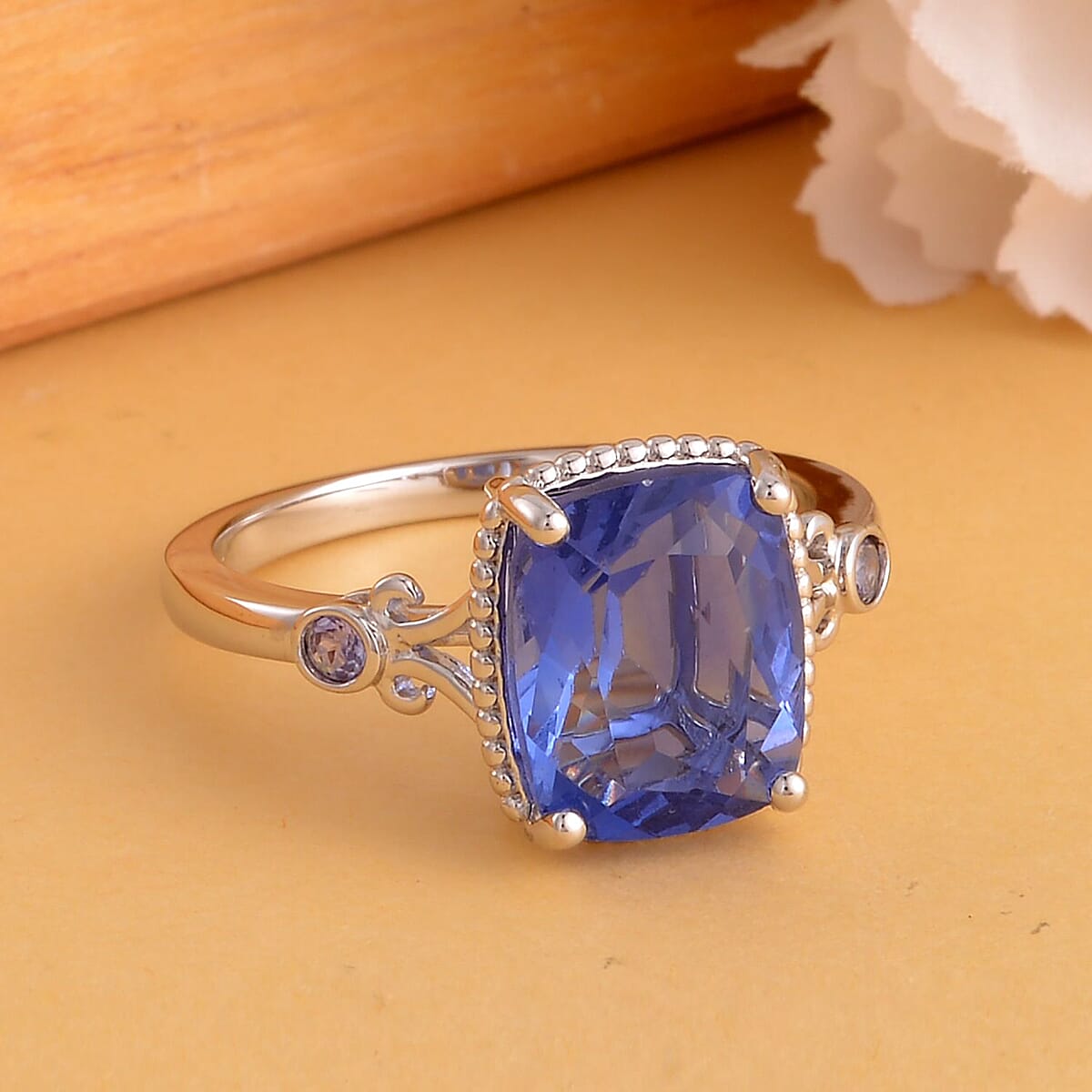 Color Change Fluorite and Tanzanite Ring in Rhodium Over Sterling Silver (Size 10.0) 4.85 ctw image number 1