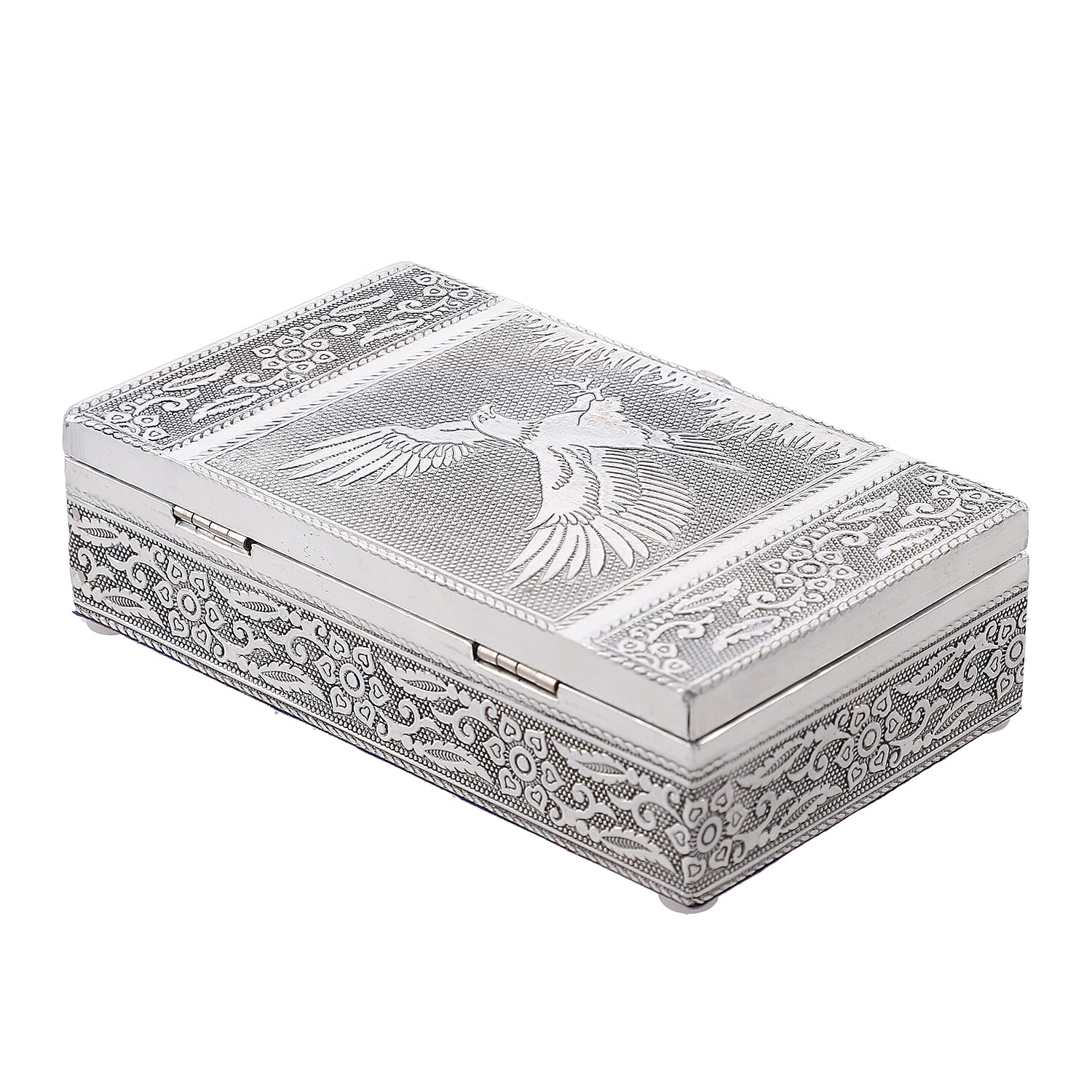 Handcrafted Set of 3, Eagle Embossed Rectangular Aluminium Oxidized Storage Box
