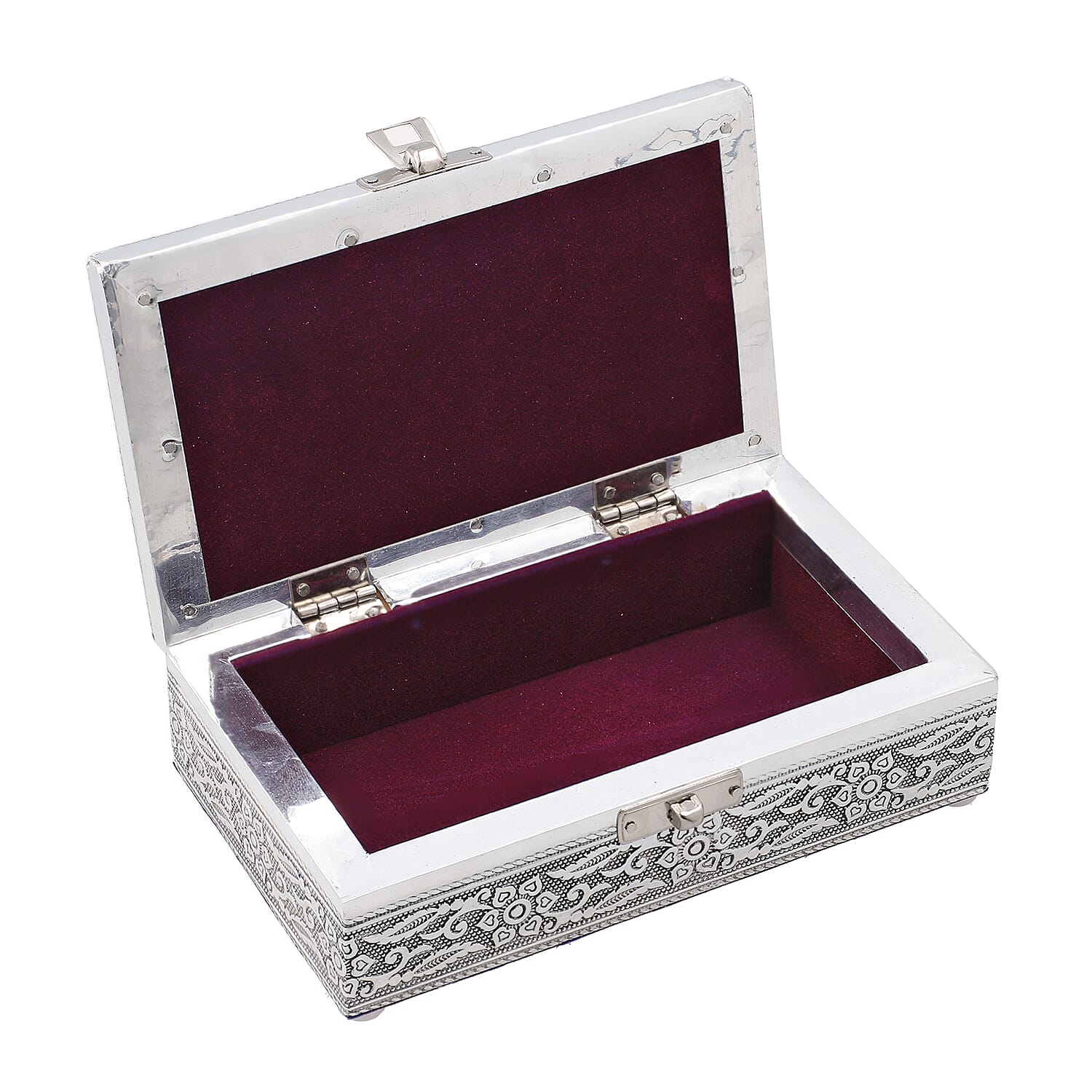 Handcrafted Set of 3, Eagle Embossed Rectangular Aluminium Oxidized Storage Box