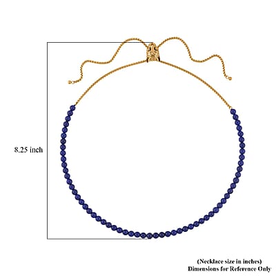 EverTrue Lapis Lazuli, Neon Green Crystal Beaded Panther Slider Necklace (18 Inches) in ION Plated YG Stainless Steel 111.50 ctw , Tarnish-Free, Waterproof, Sweat Proof Jewelry